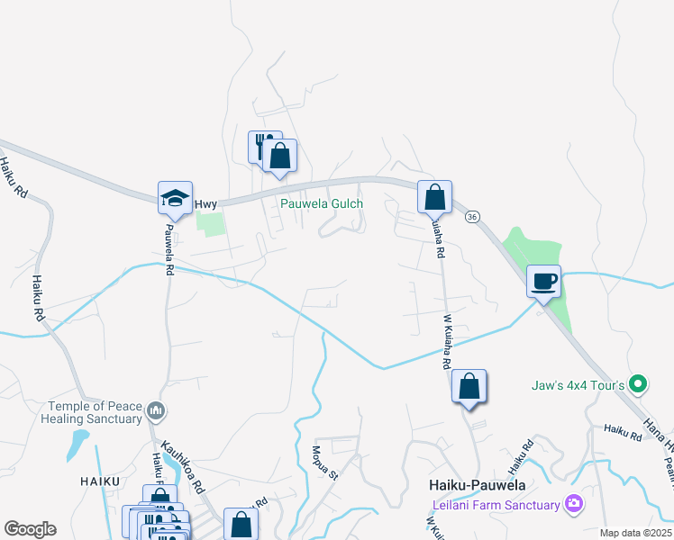 map of restaurants, bars, coffee shops, grocery stores, and more near 5 Kauhikoa Road in Haiku-Pauwela