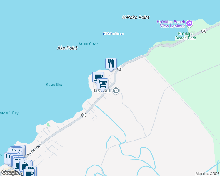 map of restaurants, bars, coffee shops, grocery stores, and more near 744 Hana Highway in Paia