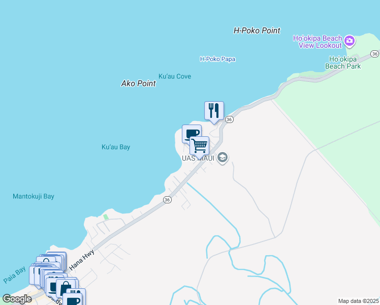 map of restaurants, bars, coffee shops, grocery stores, and more near 6 Malie Place in Paia