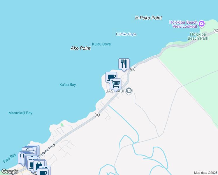 map of restaurants, bars, coffee shops, grocery stores, and more near 6 Malie Place in Paia