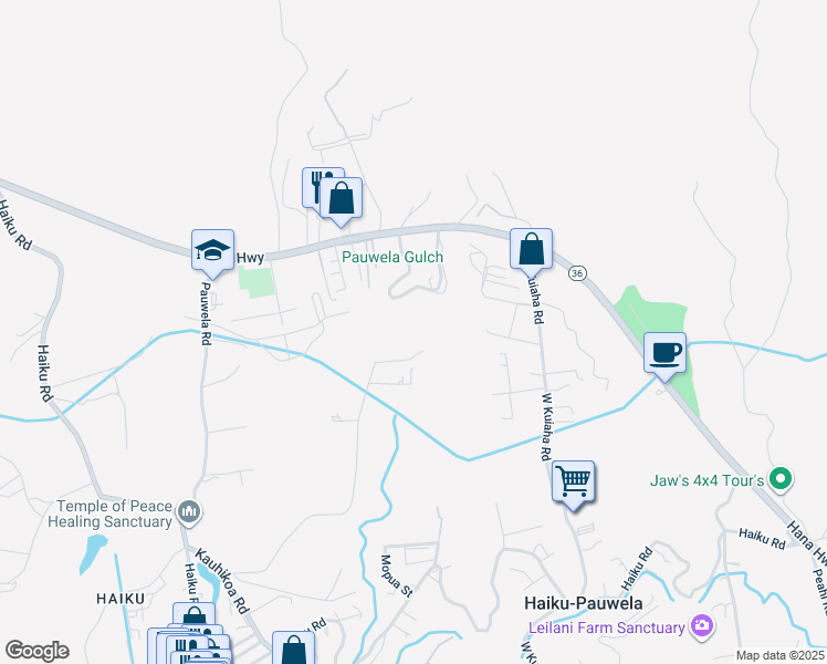 map of restaurants, bars, coffee shops, grocery stores, and more near 797 Kauaheahe Place in Haiku-Pauwela
