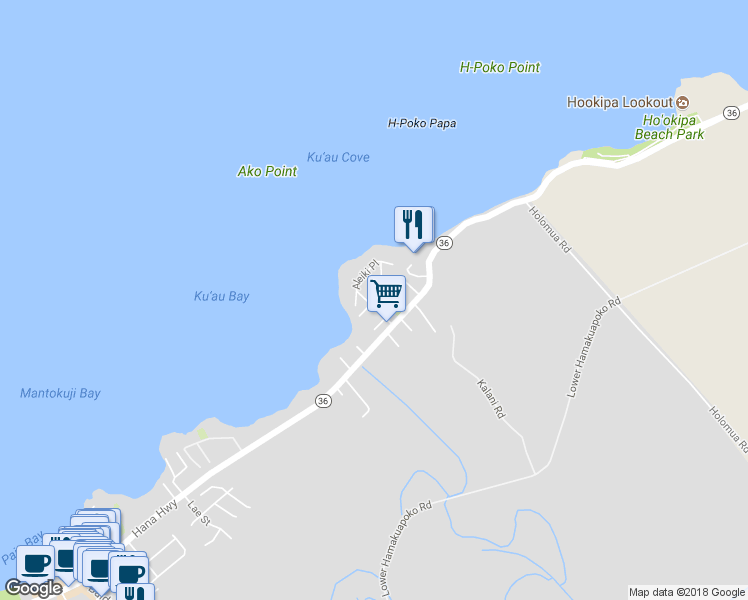 map of restaurants, bars, coffee shops, grocery stores, and more near 16 Alenui Street in Paia