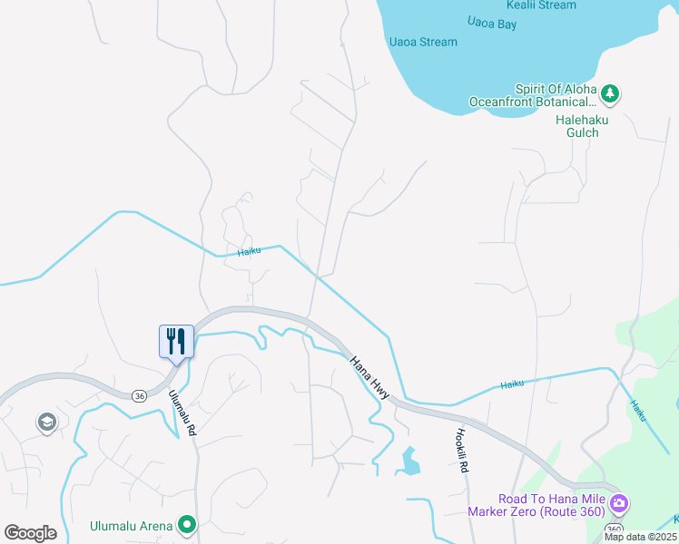 map of restaurants, bars, coffee shops, grocery stores, and more near 110 Mehana Road in Haiku-Pauwela