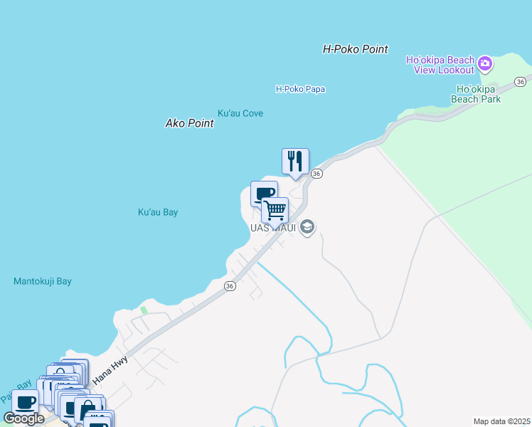 map of restaurants, bars, coffee shops, grocery stores, and more near 16 Alenui Street in Paia