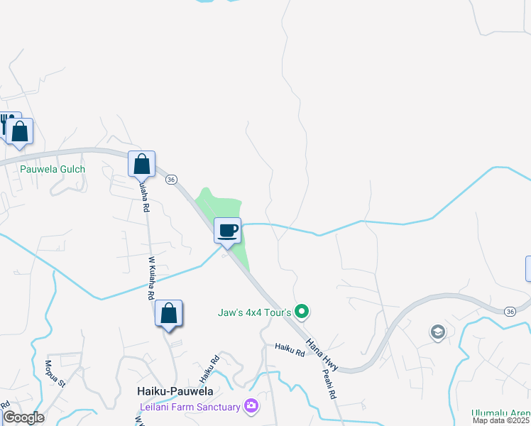 map of restaurants, bars, coffee shops, grocery stores, and more near 0 East Kuiaha Road in Haiku-Pauwela