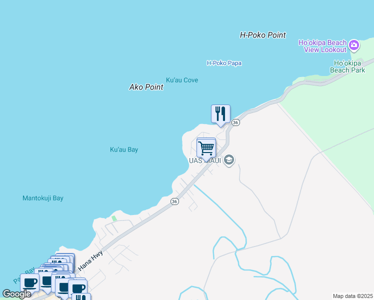 map of restaurants, bars, coffee shops, grocery stores, and more near 61 Aleiki Place in Paia