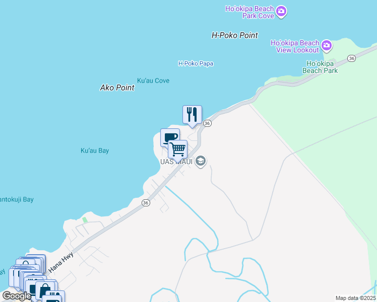 map of restaurants, bars, coffee shops, grocery stores, and more near 749 Hana Highway in Paia