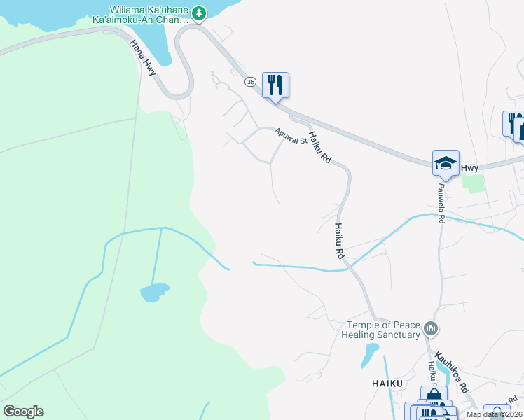 map of restaurants, bars, coffee shops, grocery stores, and more near 160 Piialii Place in Haiku-Pauwela