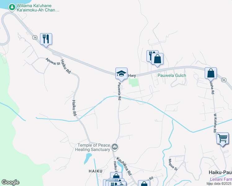 map of restaurants, bars, coffee shops, grocery stores, and more near 88 Pauwela Road in Haiku-Pauwela
