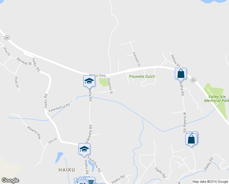 map of restaurants, bars, coffee shops, grocery stores, and more near 2918 East Lelehuna Place in Haiku-Pauwela