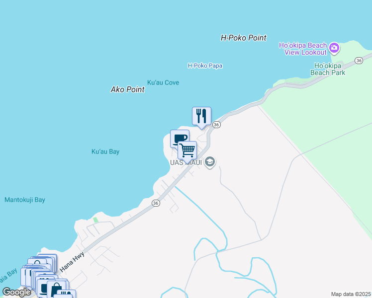 map of restaurants, bars, coffee shops, grocery stores, and more near 90 Aleiki Place in Paia