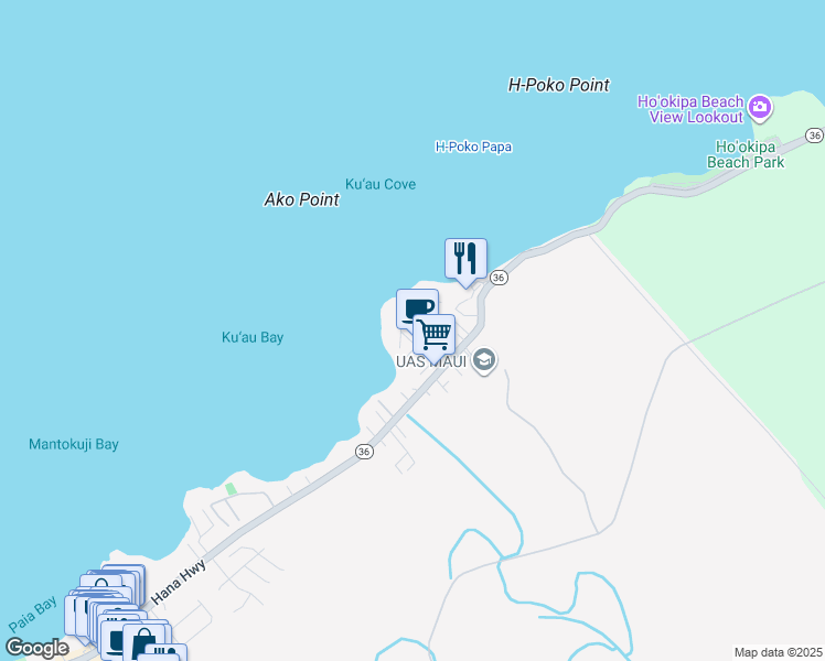 map of restaurants, bars, coffee shops, grocery stores, and more near 78 Aleiki Place in Paia