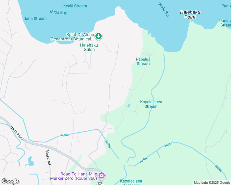 map of restaurants, bars, coffee shops, grocery stores, and more near 420 Haumana Road in Haiku-Pauwela