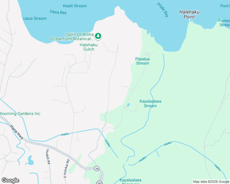 map of restaurants, bars, coffee shops, grocery stores, and more near 420 Haumana Road in Haiku-Pauwela