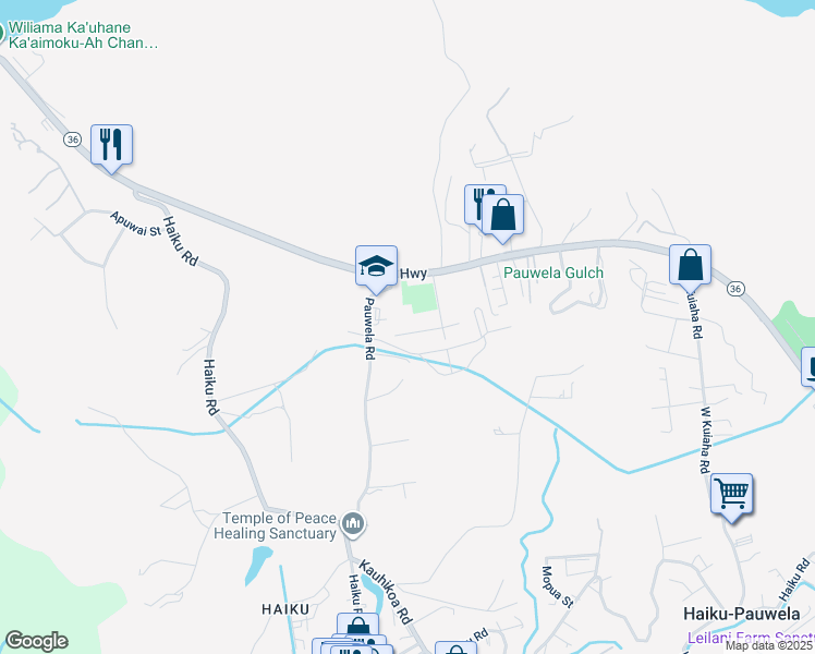map of restaurants, bars, coffee shops, grocery stores, and more near 2853 West Lelehuna Place in Haiku-Pauwela