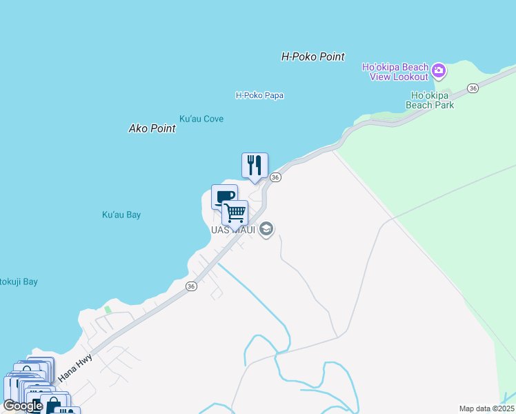 map of restaurants, bars, coffee shops, grocery stores, and more near 777 Hana Highway in Paia