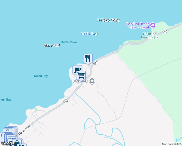map of restaurants, bars, coffee shops, grocery stores, and more near 777 Hana Highway in Paia