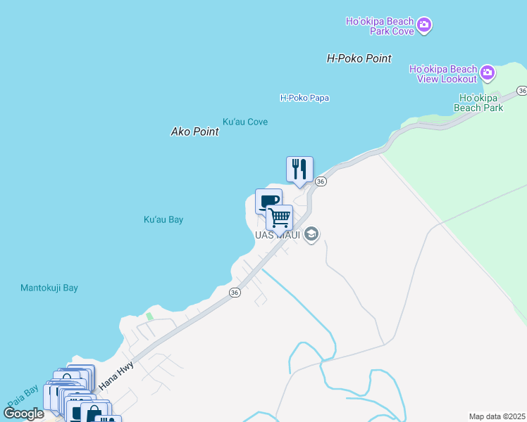 map of restaurants, bars, coffee shops, grocery stores, and more near 90 Aleiki Place in Paia