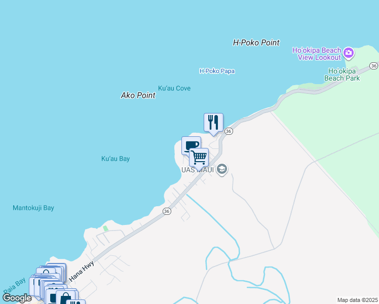 map of restaurants, bars, coffee shops, grocery stores, and more near 41 Alenui Street in Paia