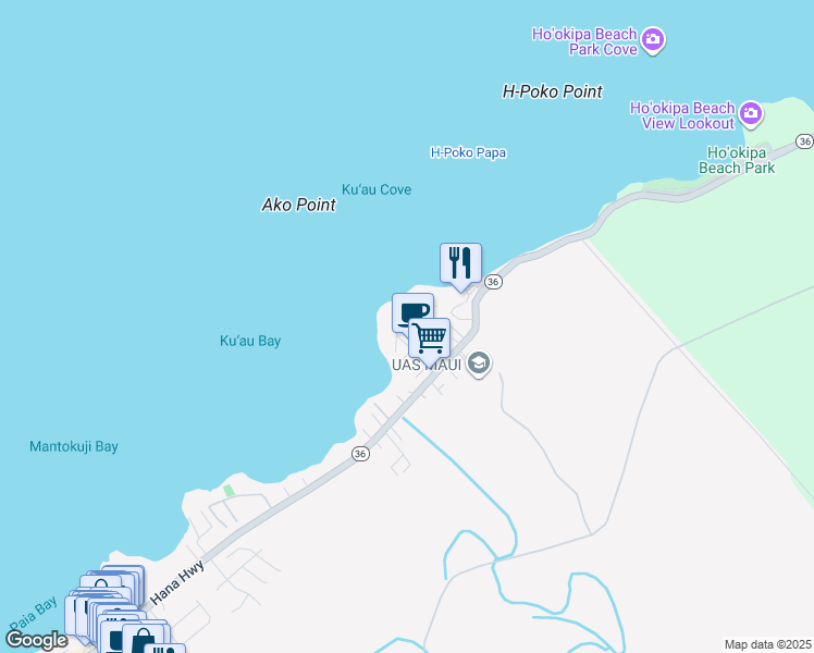 map of restaurants, bars, coffee shops, grocery stores, and more near 90 Aleiki Place in Paia
