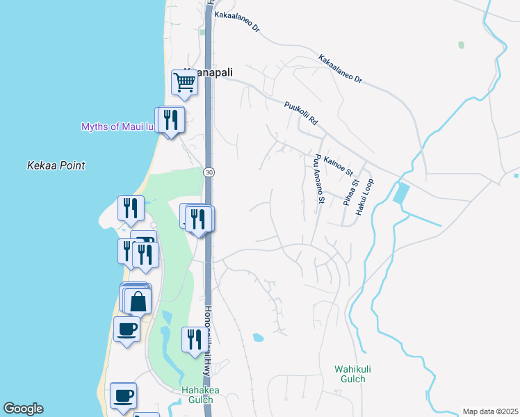 map of restaurants, bars, coffee shops, grocery stores, and more near 200 Kalaihi Place in Lahaina