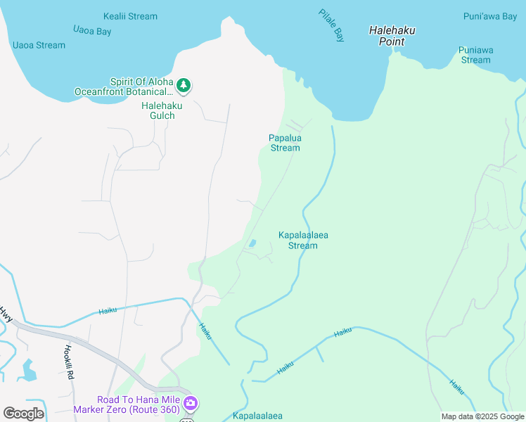 map of restaurants, bars, coffee shops, grocery stores, and more near Kulike Road in Haiku-Pauwela