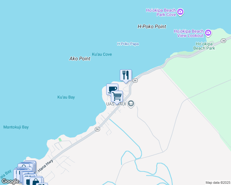 map of restaurants, bars, coffee shops, grocery stores, and more near 90 Aleiki Place in Paia