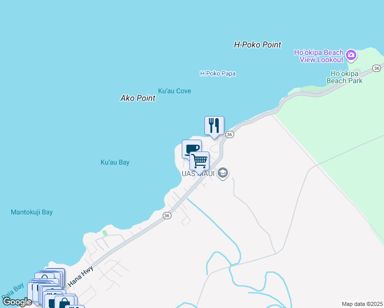 map of restaurants, bars, coffee shops, grocery stores, and more near 41 Alenui Street in Paia
