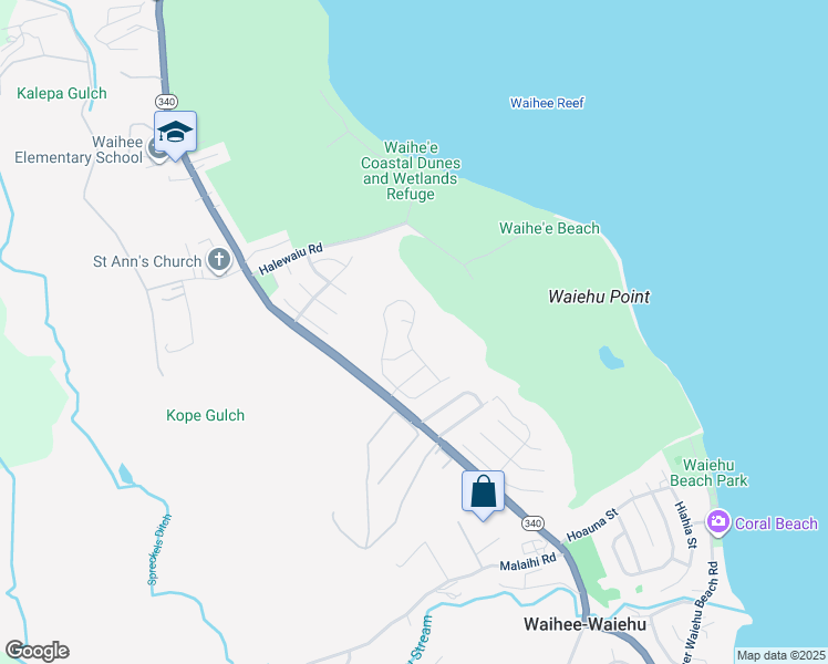 map of restaurants, bars, coffee shops, grocery stores, and more near 189 Kaulana Na Pua Circle in Wailuku