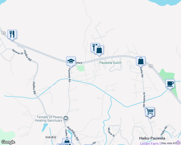 map of restaurants, bars, coffee shops, grocery stores, and more near 2935 East Lelehuna Place in Haiku-Pauwela