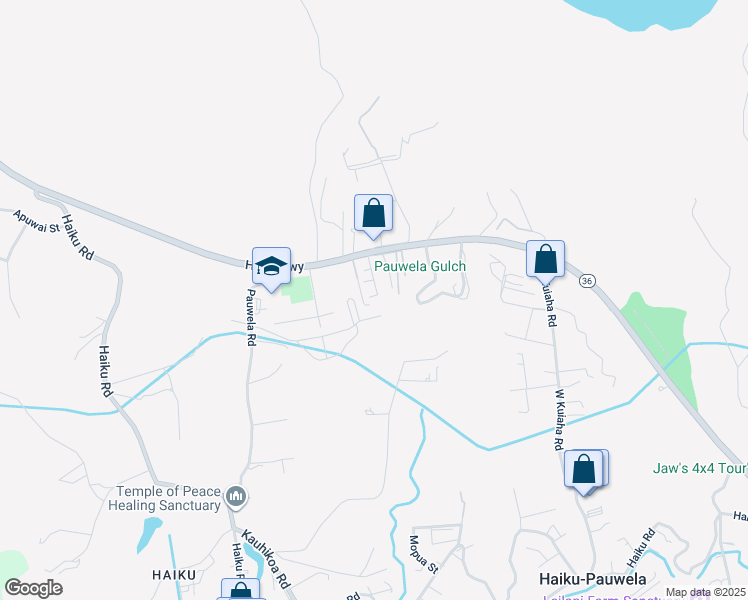 map of restaurants, bars, coffee shops, grocery stores, and more near 68 Puu Koa Place in Haiku-Pauwela