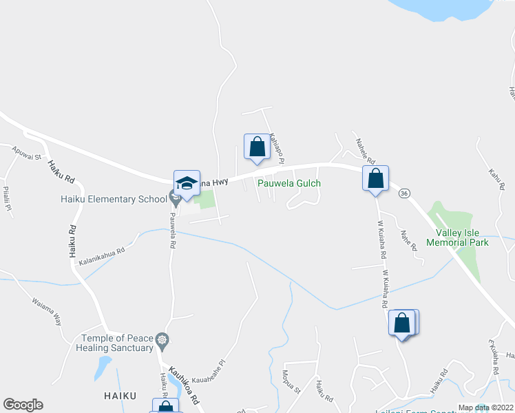 map of restaurants, bars, coffee shops, grocery stores, and more near 68 Puu Koa Place in Haiku-Pauwela
