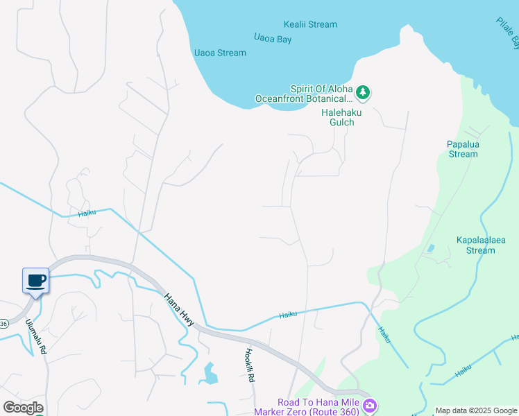 map of restaurants, bars, coffee shops, grocery stores, and more near 0 Pono Road in Haiku-Pauwela