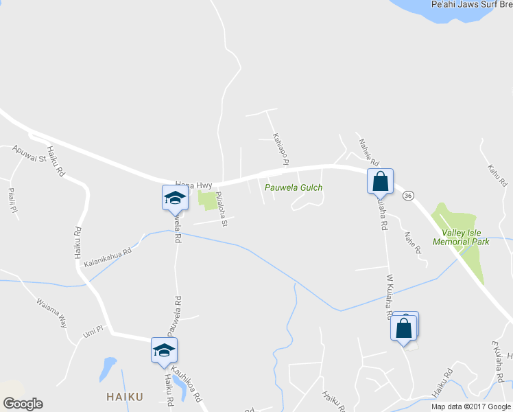 map of restaurants, bars, coffee shops, grocery stores, and more near 64 Puu Koa Place in Haiku-Pauwela