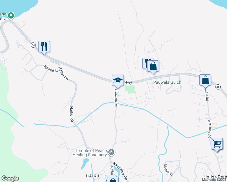 map of restaurants, bars, coffee shops, grocery stores, and more near 2788 Hana Highway in Haiku-Pauwela
