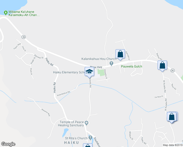 map of restaurants, bars, coffee shops, grocery stores, and more near 115 Pauwela Road in Haiku-Pauwela
