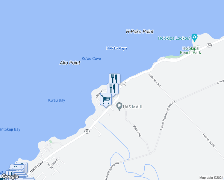 map of restaurants, bars, coffee shops, grocery stores, and more near 73 Kaiholo Place in Paia