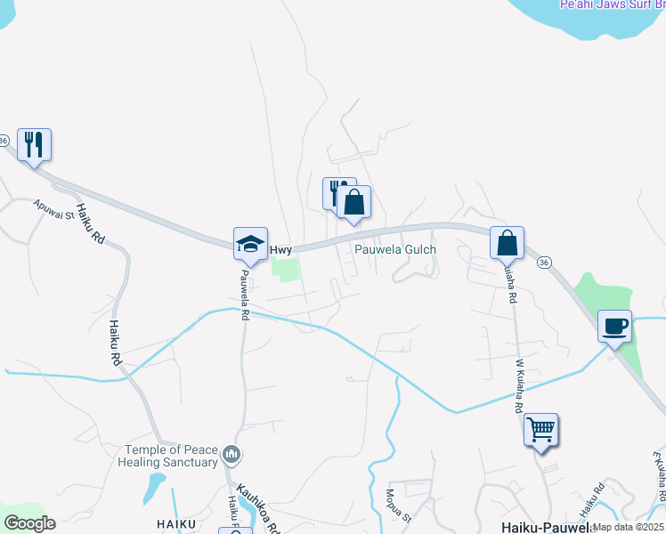 map of restaurants, bars, coffee shops, grocery stores, and more near 2900 Hana Highway in Haiku-Pauwela