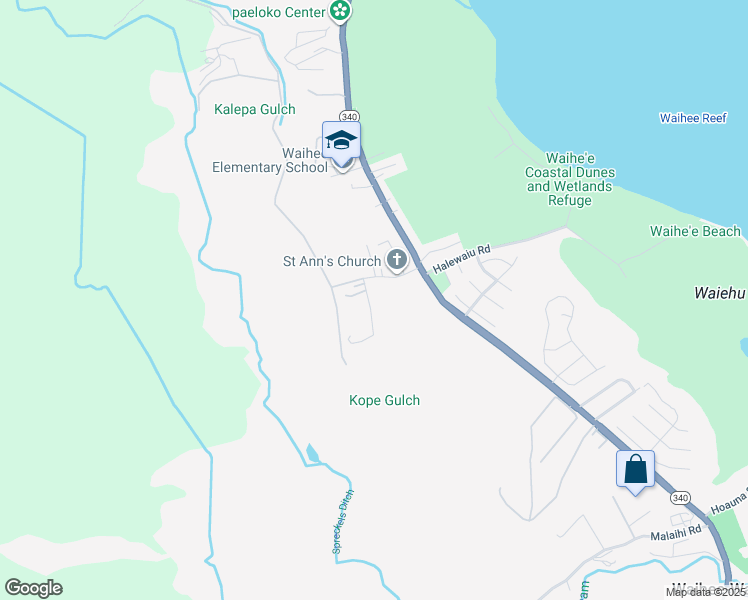 map of restaurants, bars, coffee shops, grocery stores, and more near 0 Kuhinia Street in Wailuku