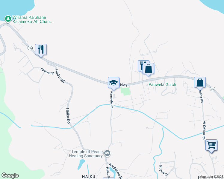 map of restaurants, bars, coffee shops, grocery stores, and more near 2780 Hana Highway in Haiku-Pauwela