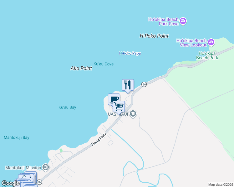 map of restaurants, bars, coffee shops, grocery stores, and more near 123 Aleiki Place in Paia