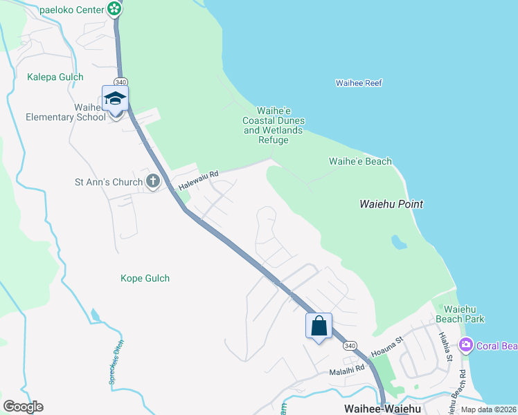 map of restaurants, bars, coffee shops, grocery stores, and more near 127 Kaulana Na Pua Circle in Wailuku