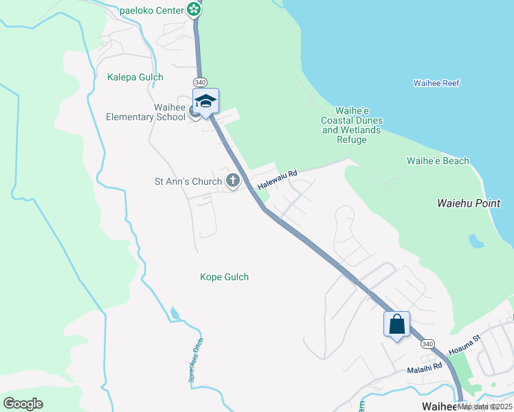 map of restaurants, bars, coffee shops, grocery stores, and more near 1919 Kahekili Highway in Wailuku