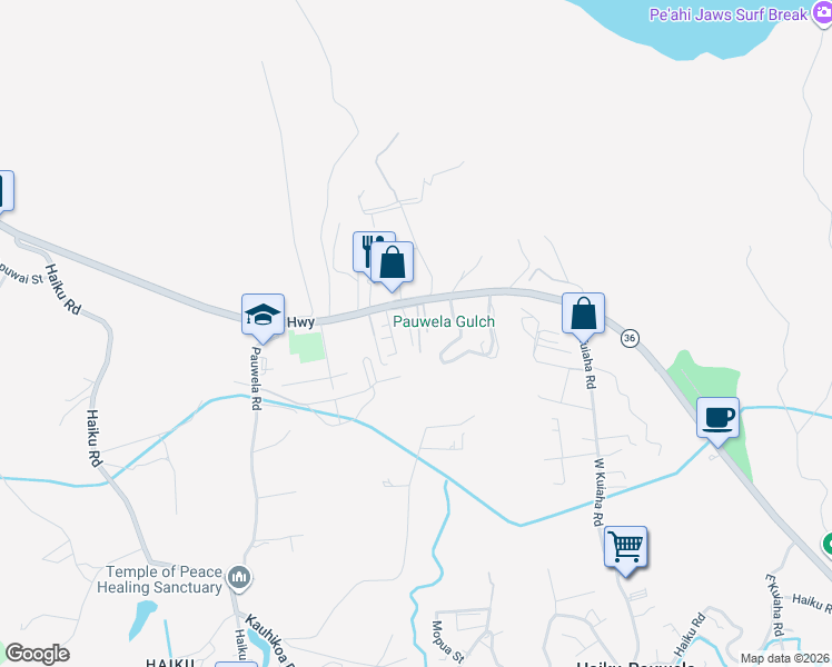 map of restaurants, bars, coffee shops, grocery stores, and more near 35 Kahope Place in Haiku-Pauwela