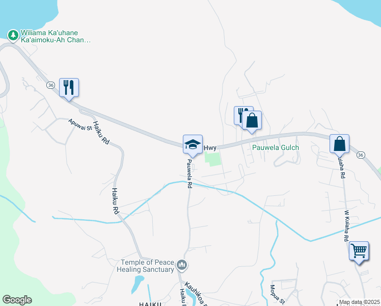 map of restaurants, bars, coffee shops, grocery stores, and more near 2780 Hana Highway in Haiku-Pauwela
