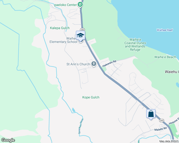 map of restaurants, bars, coffee shops, grocery stores, and more near 54 Kuhinia Street in Wailuku