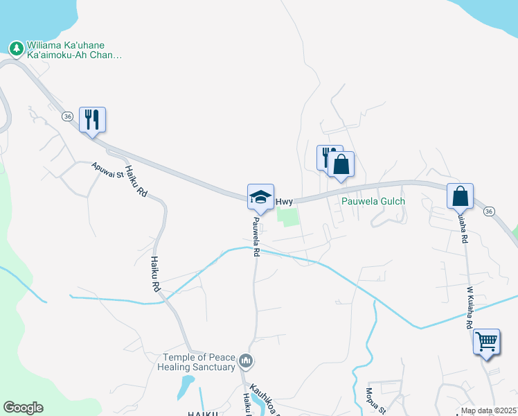 map of restaurants, bars, coffee shops, grocery stores, and more near 2788 Hana Highway in Haiku-Pauwela