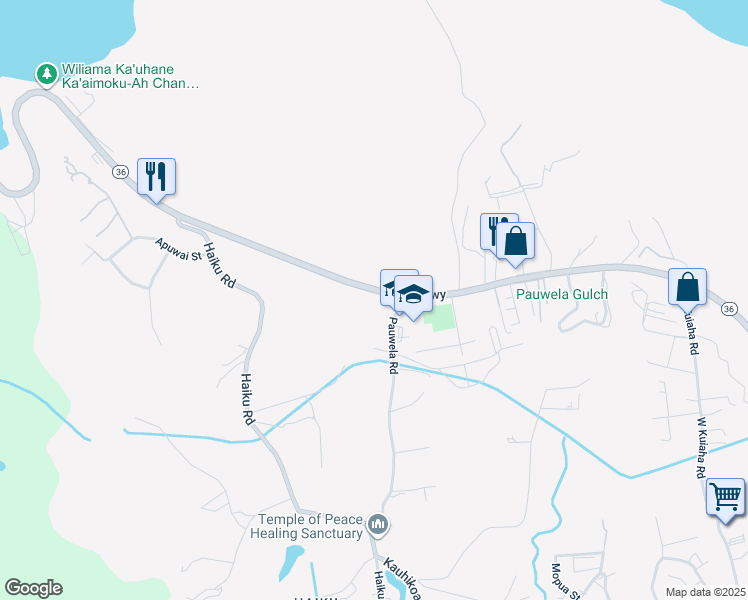 map of restaurants, bars, coffee shops, grocery stores, and more near 2762 Hana Highway in Haiku-Pauwela