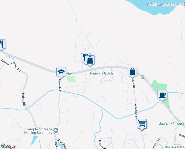 map of restaurants, bars, coffee shops, grocery stores, and more near 20 Kahope Place in Haiku-Pauwela