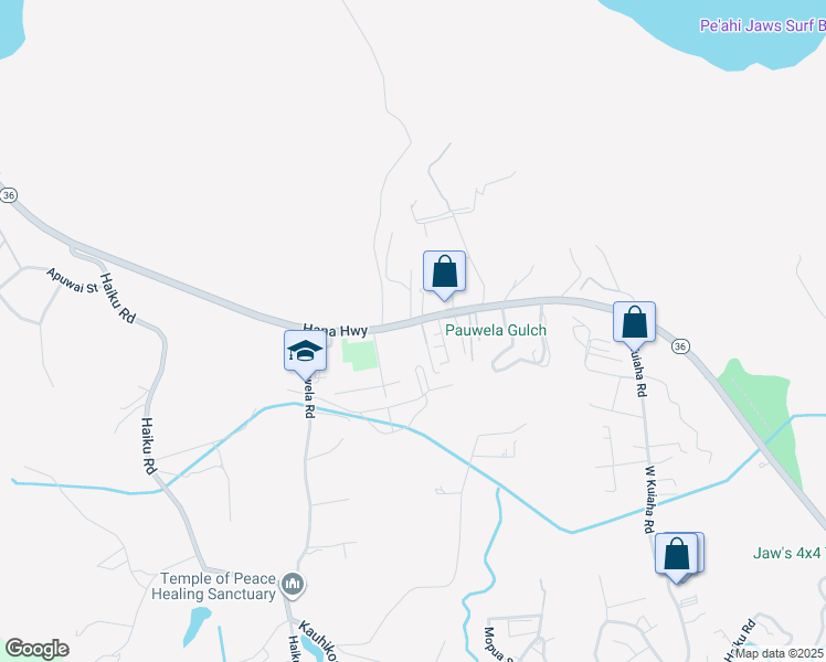map of restaurants, bars, coffee shops, grocery stores, and more near 2910 Hana Highway in Hana
